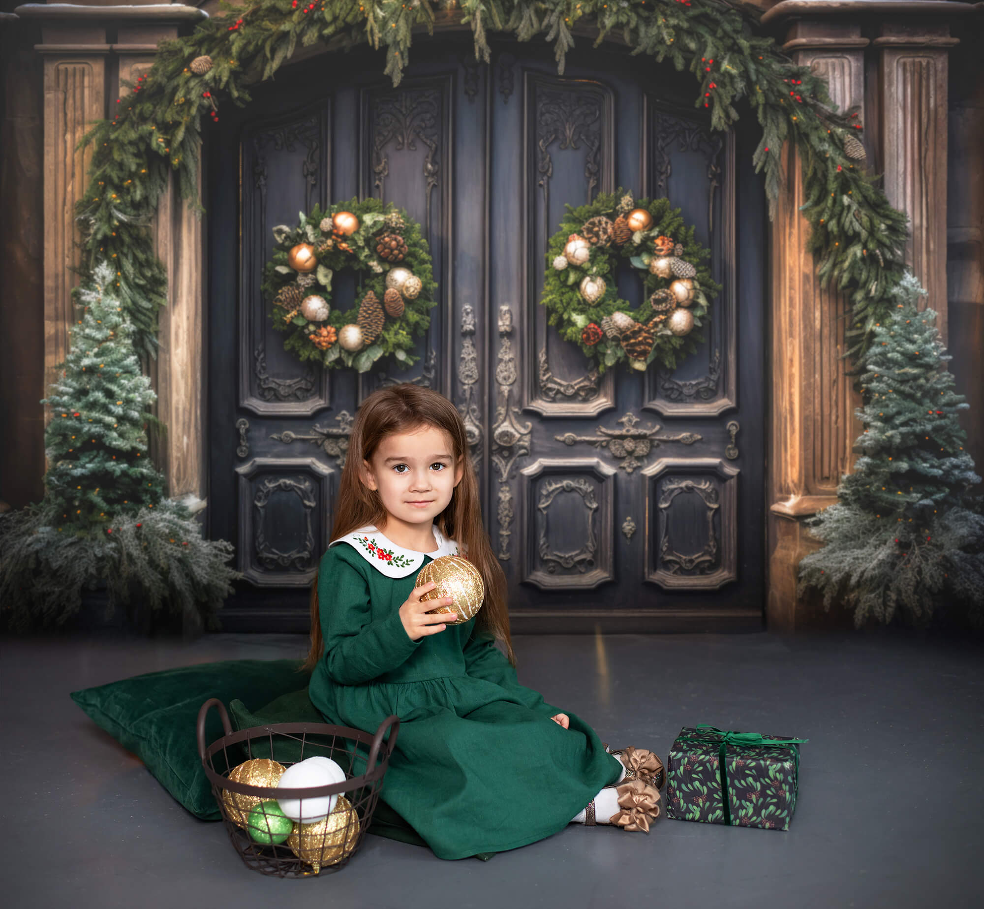 Décoration de Noël pour la porte d'entrée Toile de fond M10-58