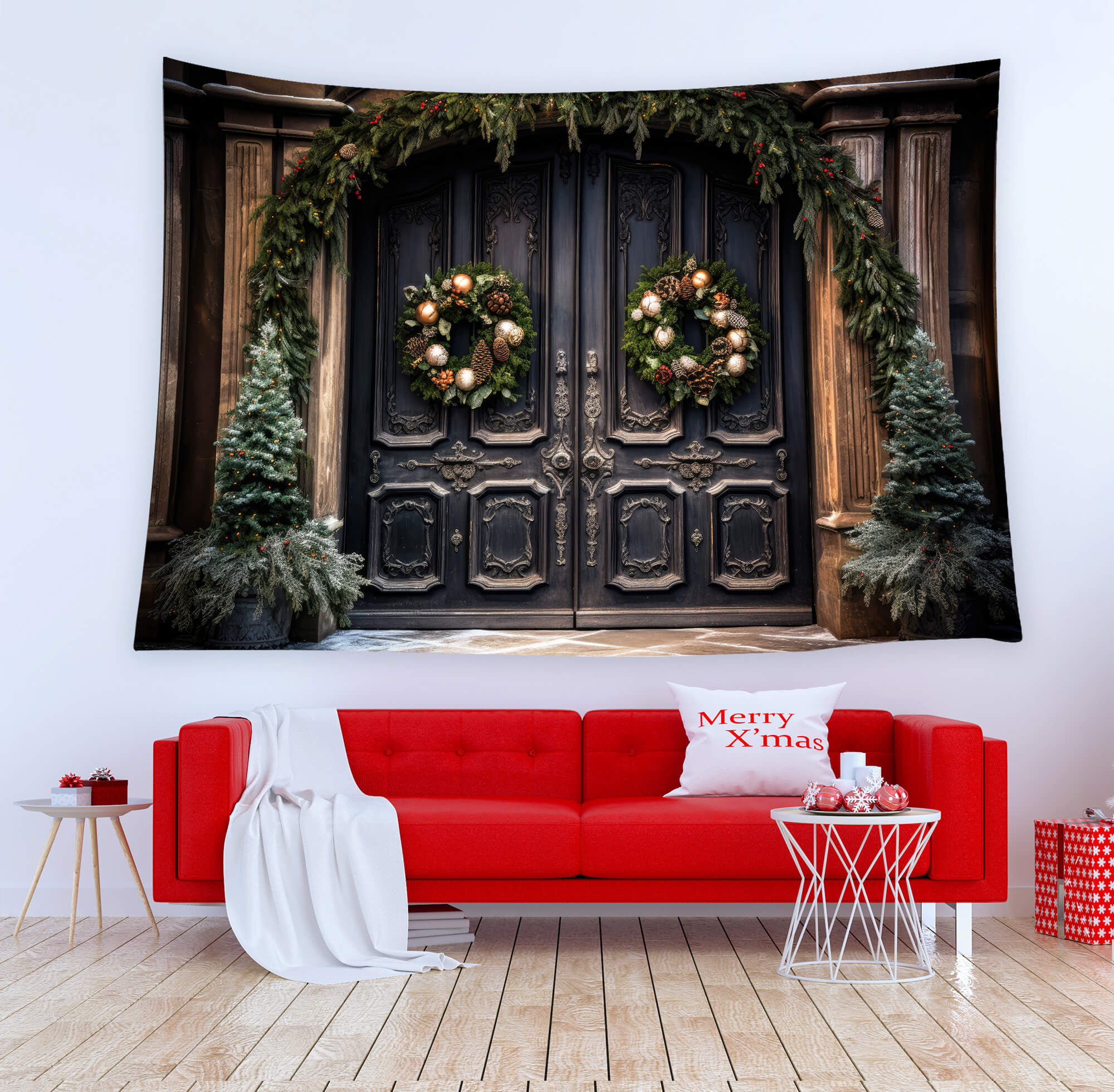 Décoration de Noël pour la porte d'entrée Toile de fond M10-58