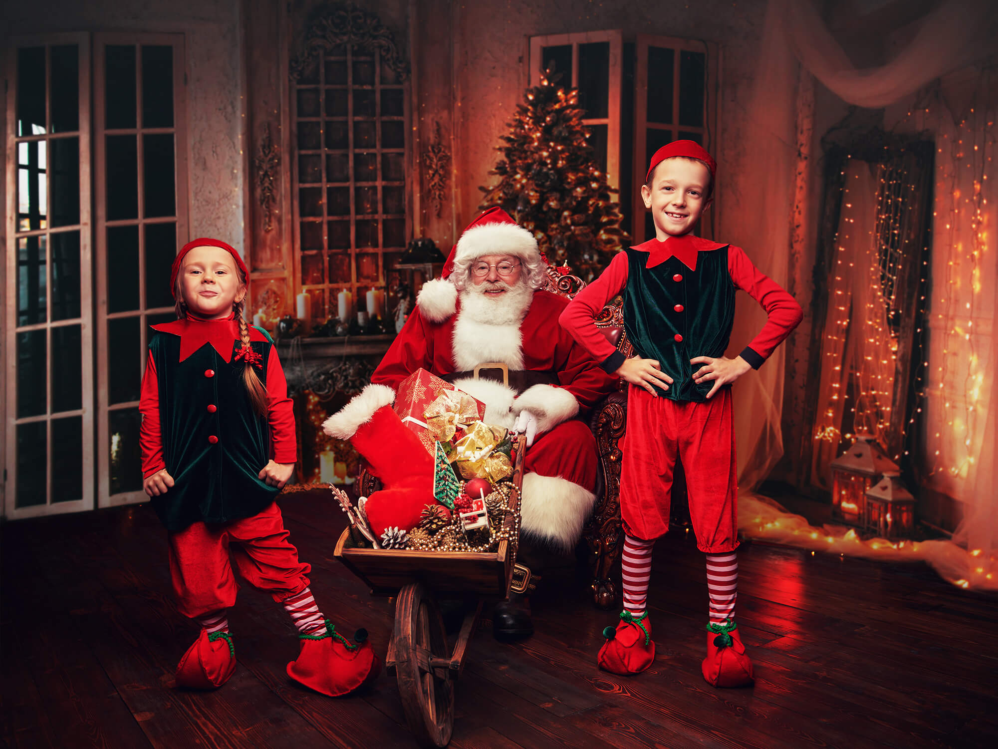 Toile de Fond de Chambre Décorée de Soirée de Noël Confortable M6-141