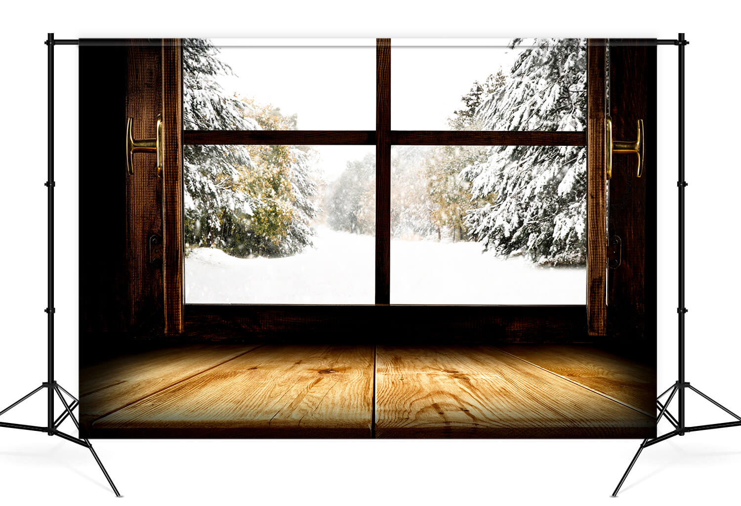 Hiver Forêt enneigée Fenêtre de vue Toile de fond M10-65