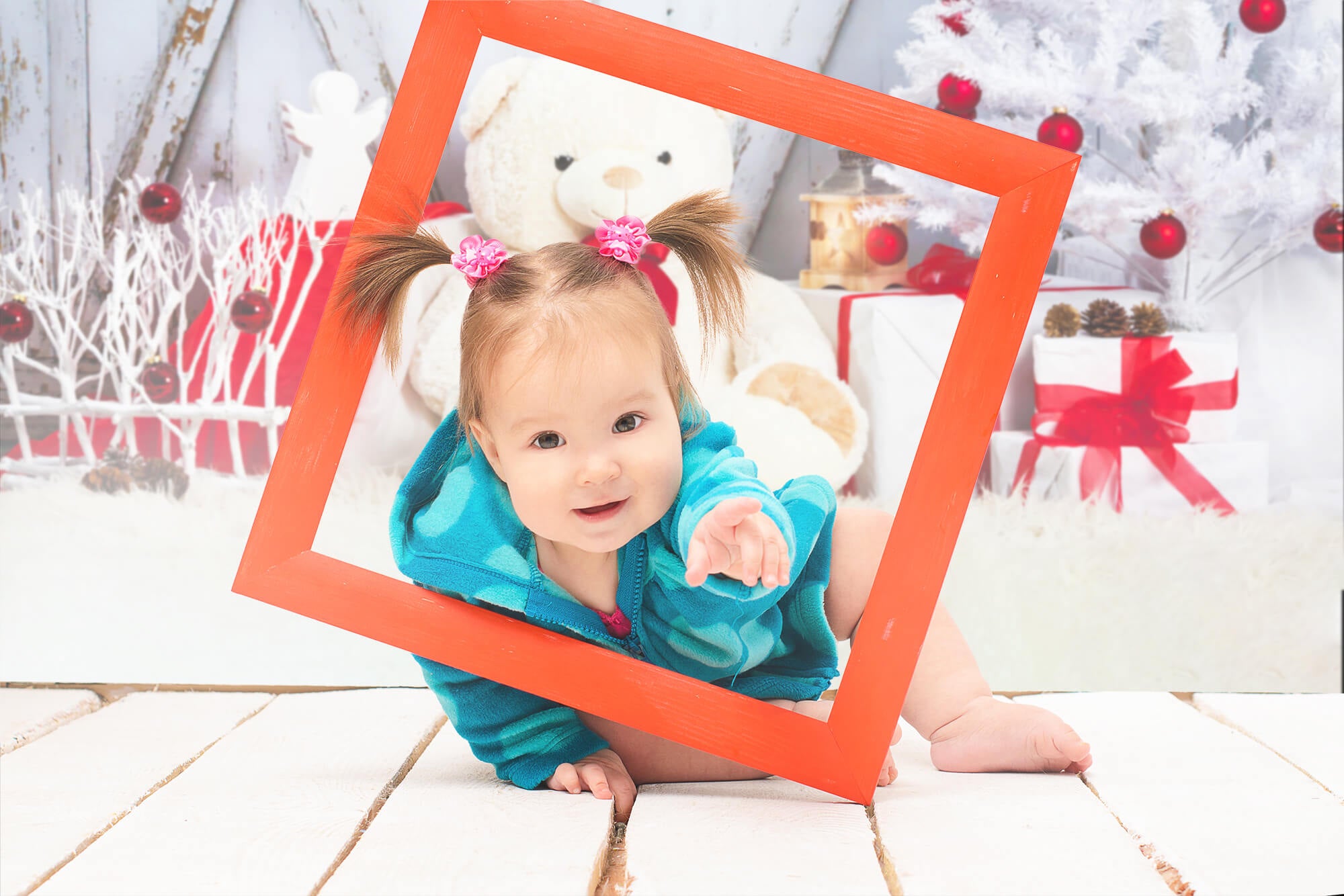 Arbre de Noël Jouet Ours Porte de Grange Toile de fond M11-07