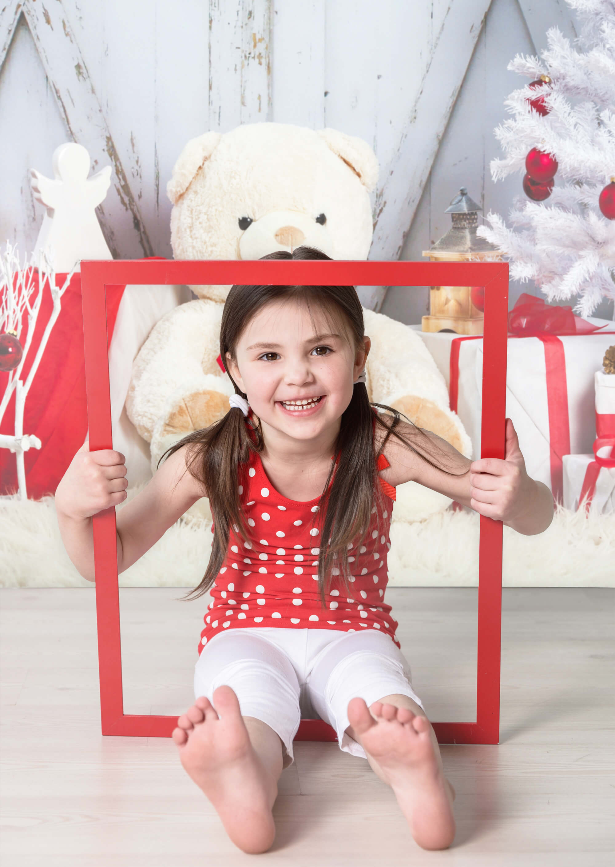 Arbre de Noël Jouet Ours Porte de Grange Toile de fond M11-07