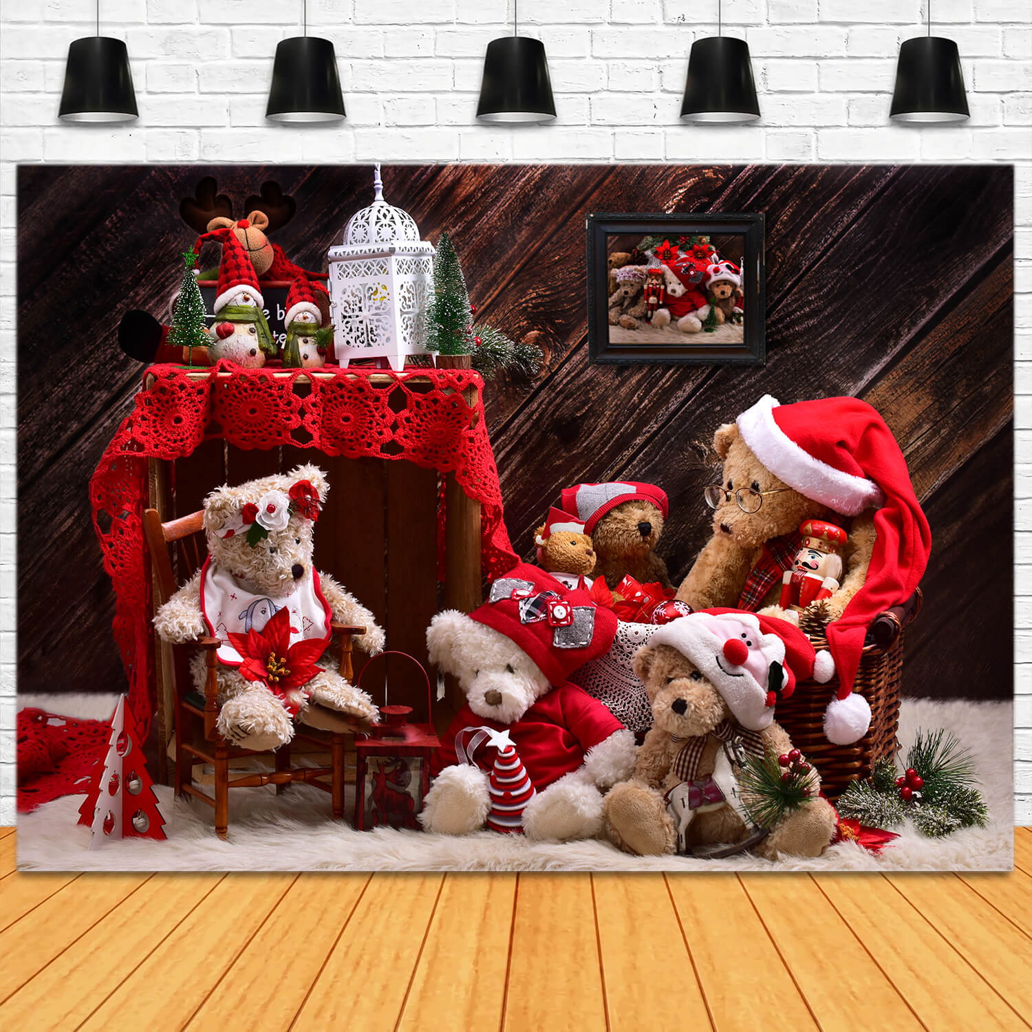 Nounours de Noël Toile de fond pour la photographie M11-08