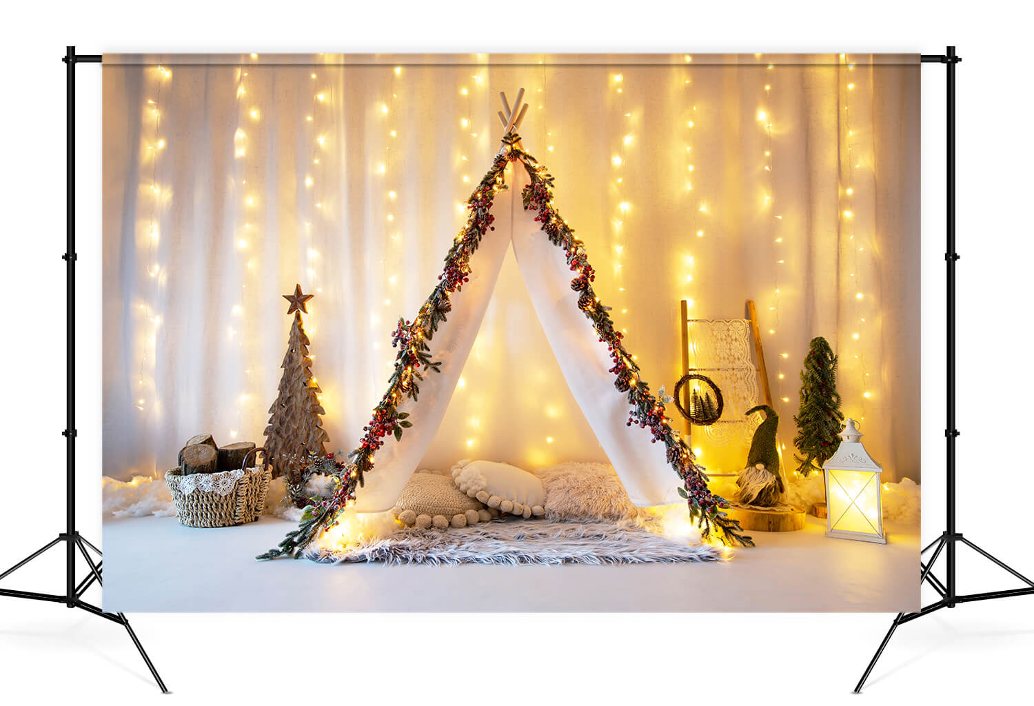 Lumières de Noël brillantes Petite tente Toile de fond M11-22