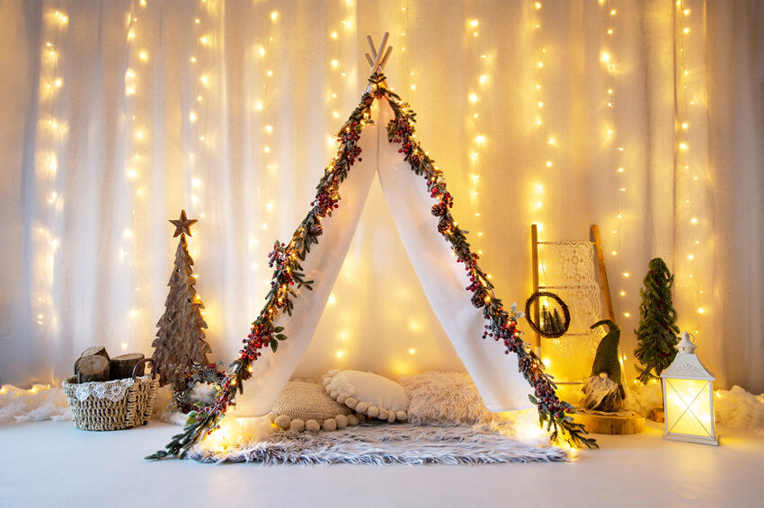 Lumières de Noël brillantes Petite tente Toile de fond M11-22