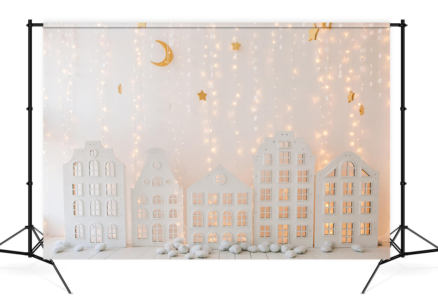 Rideau blanc en coton Décor lumineux Toile de fond M11-23