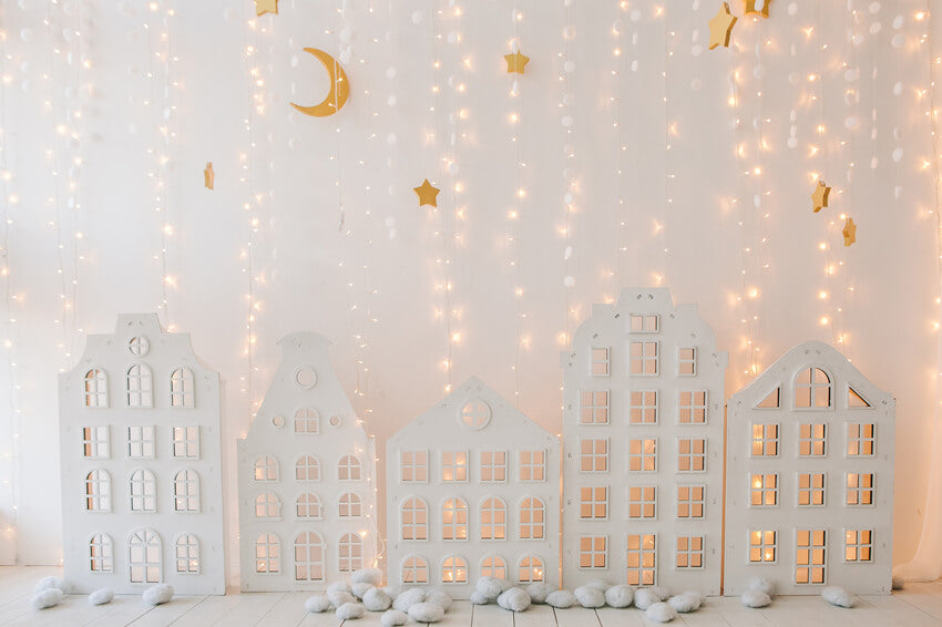 Rideau blanc en coton Décor lumineux Toile de fond M11-23