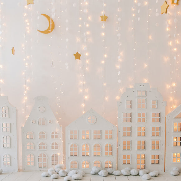 Rideau blanc en coton Décor lumineux Toile de fond M11-23