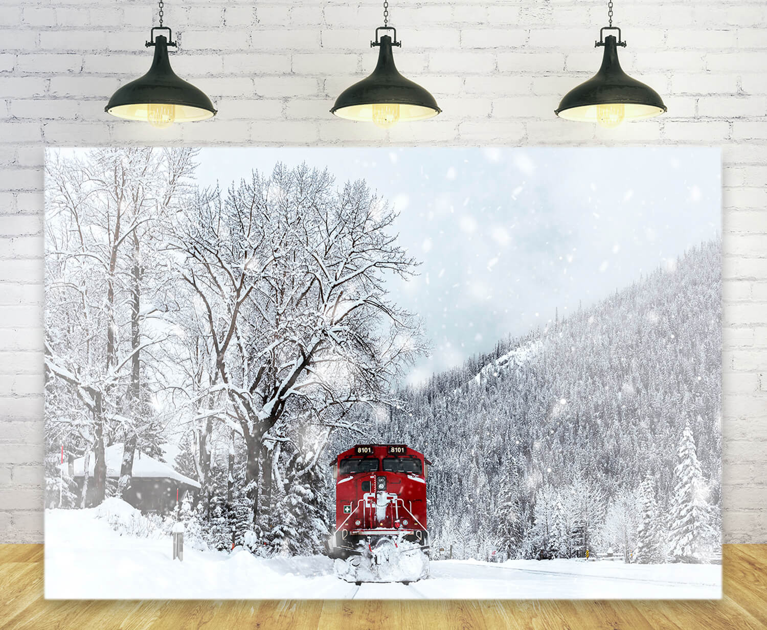 Hiver Forêt enneigée Train Toile de fond M11-30