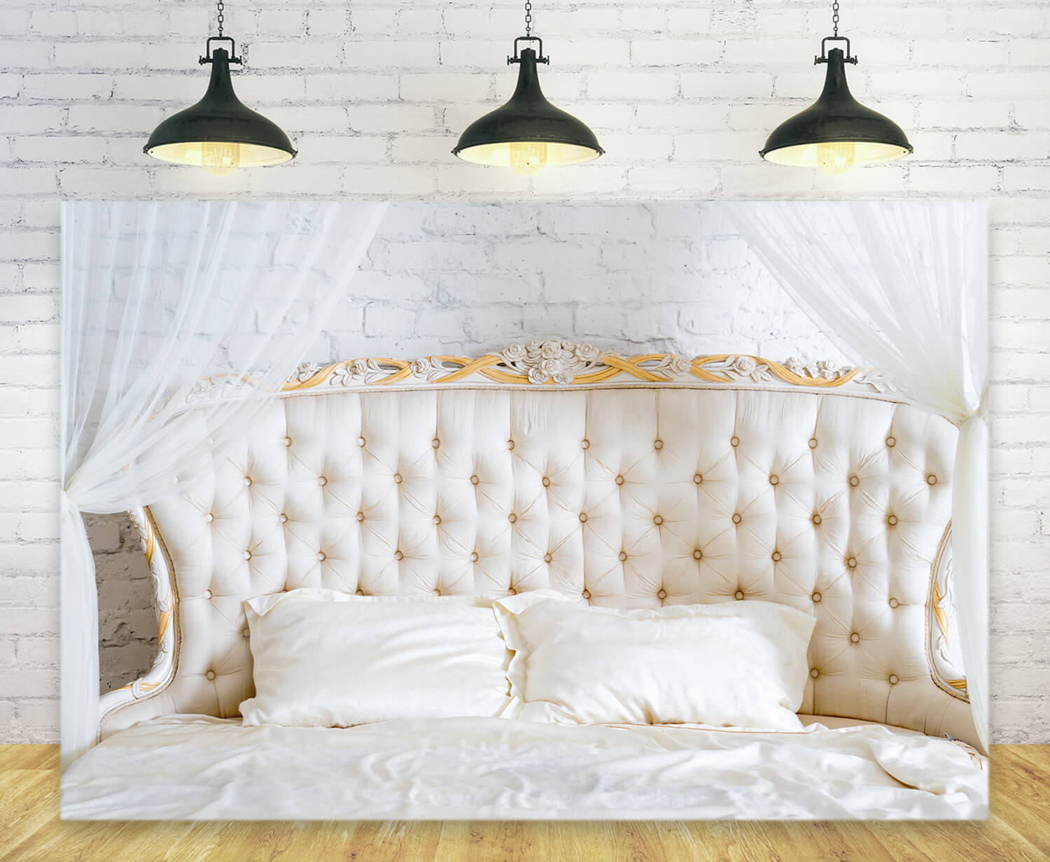 Tête de lit blanche pour Chambre à coucher Toile de fond pour photographie M11-31