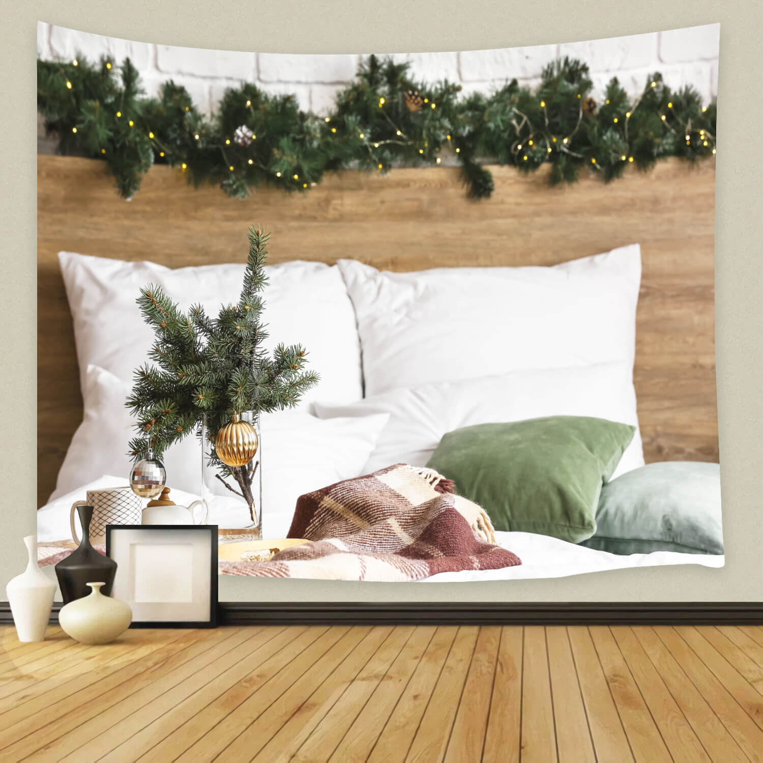 Têtes de lit de Noël Chambre à coucher décorée Toile de fond M11-35