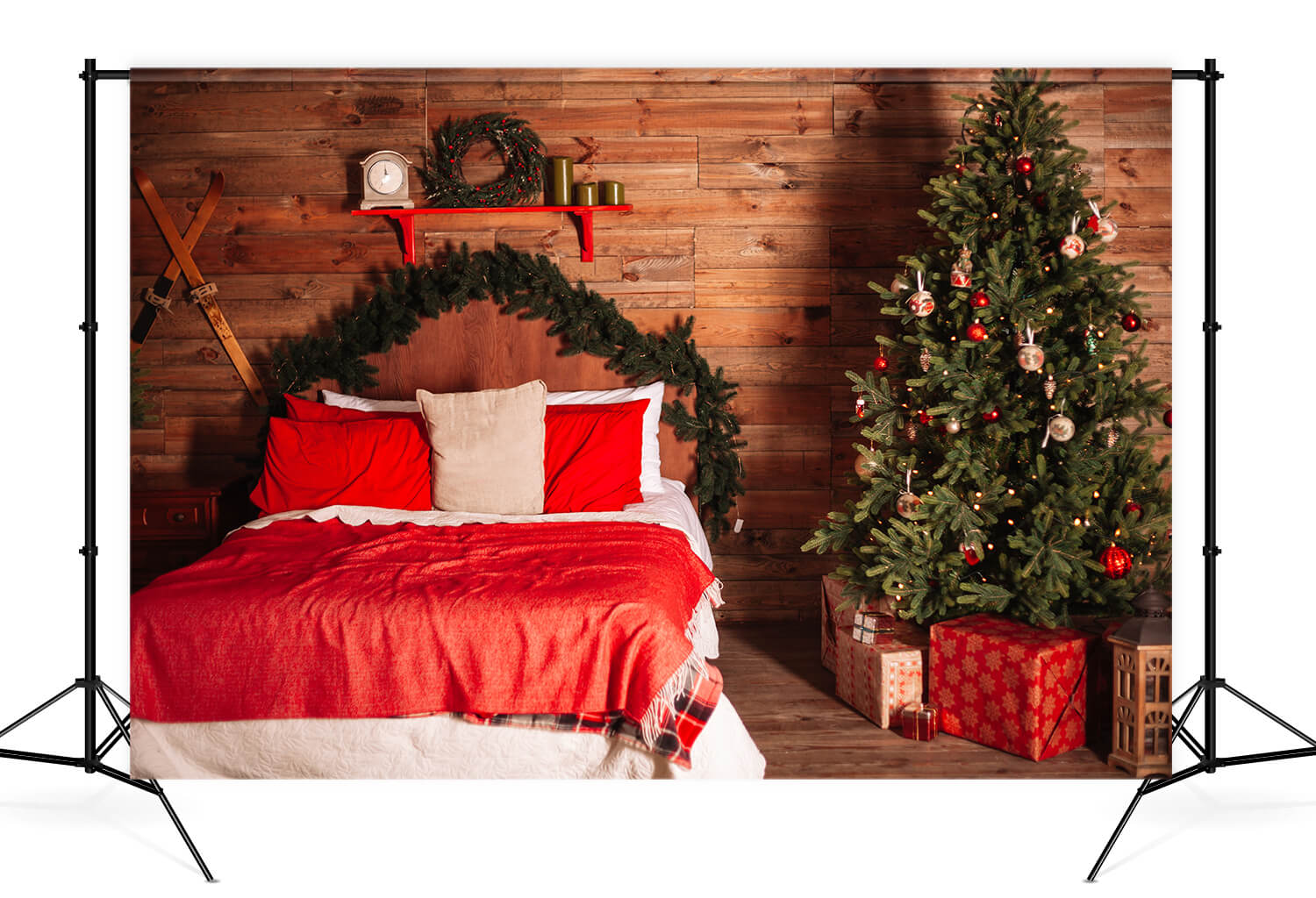 Noël Chambre à coucher Tête de lit en bois Toile de fond M11-38