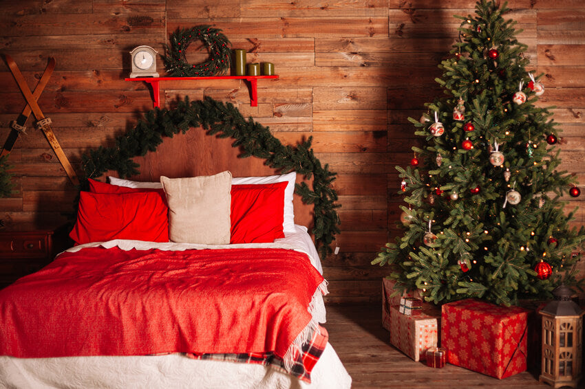 Noël Chambre à coucher Tête de lit en bois Toile de fond M11-38