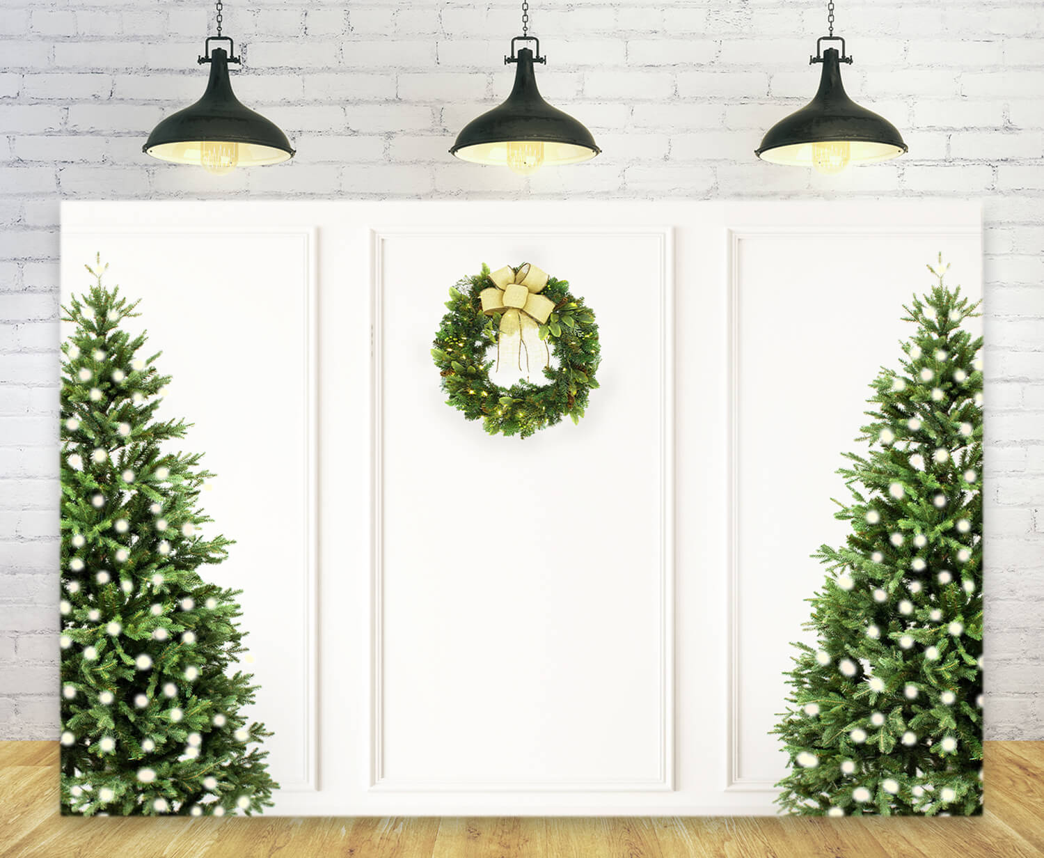 Tête de lit de Noël Rétro Mur Blanc Toile de fond M11-40