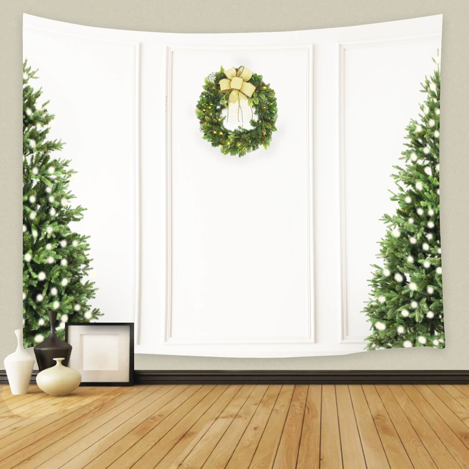 Tête de lit de Noël Rétro Mur Blanc Toile de fond M11-40