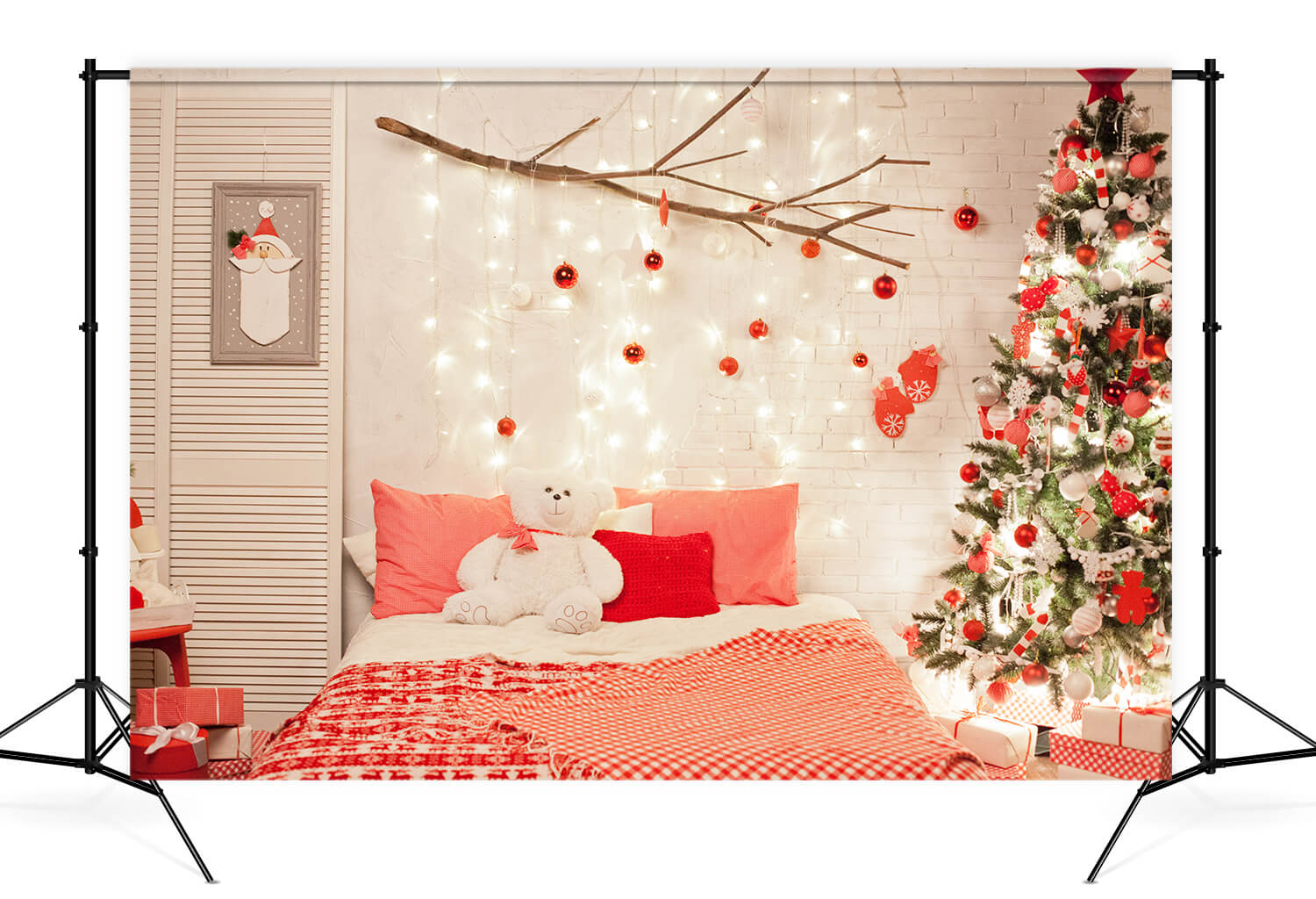 Arbre de Noël Chambre à coucher avec lumière Toile de fond M11-42