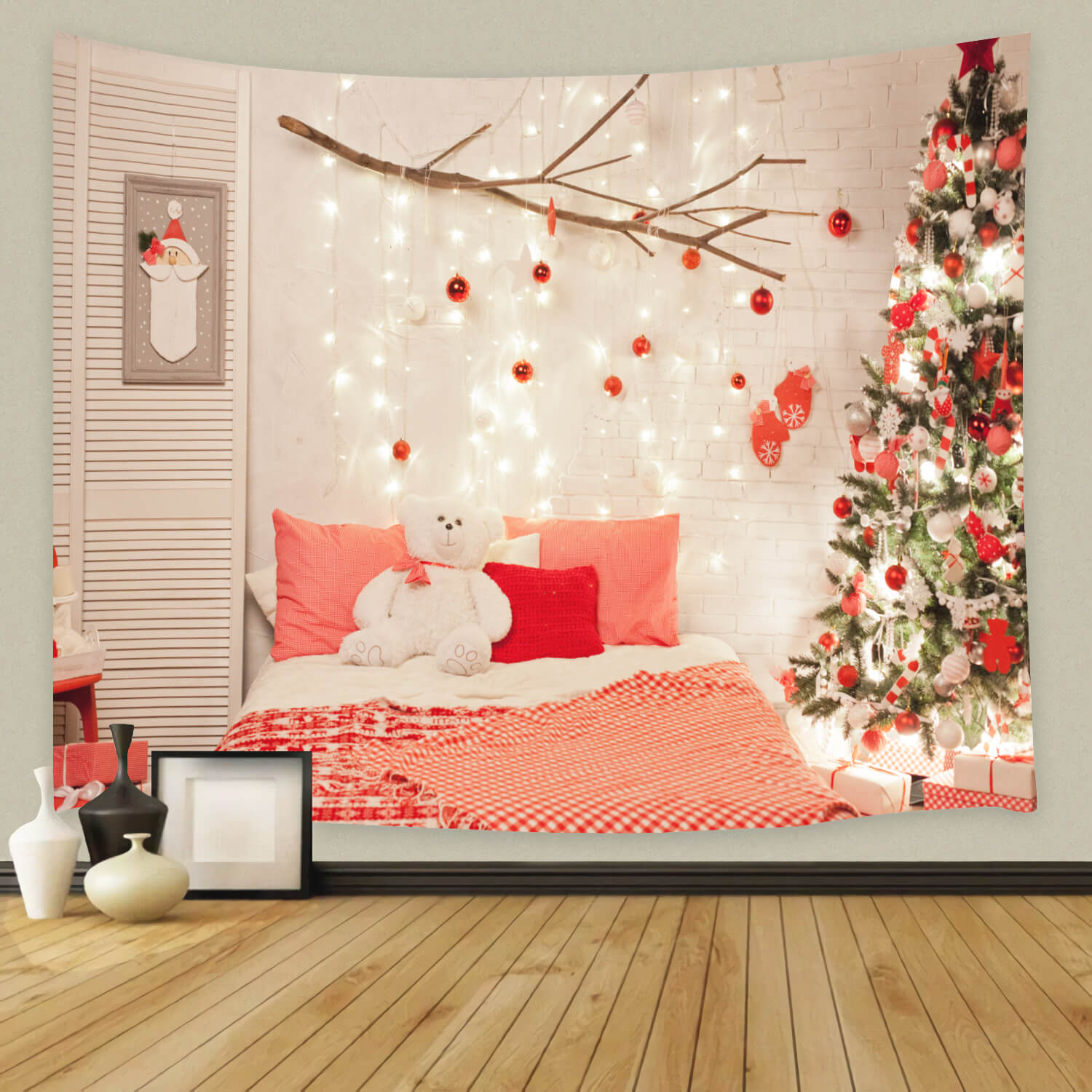 Arbre de Noël Chambre à coucher avec lumière Toile de fond M11-42