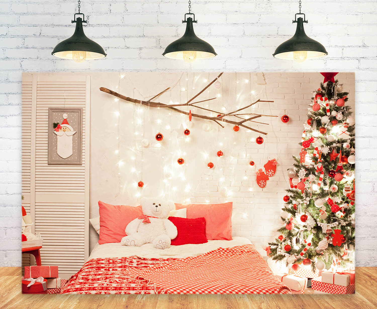 Arbre de Noël Chambre à coucher avec lumière Toile de fond M11-42