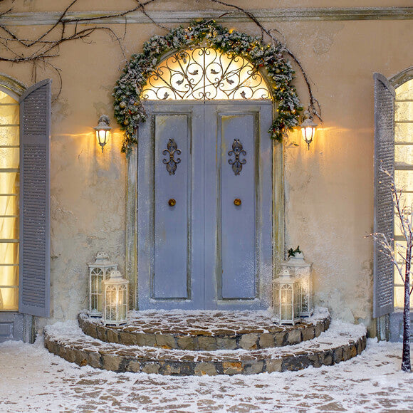 Noël Porche avant Porte Fenêtre Toile de fond M11-43