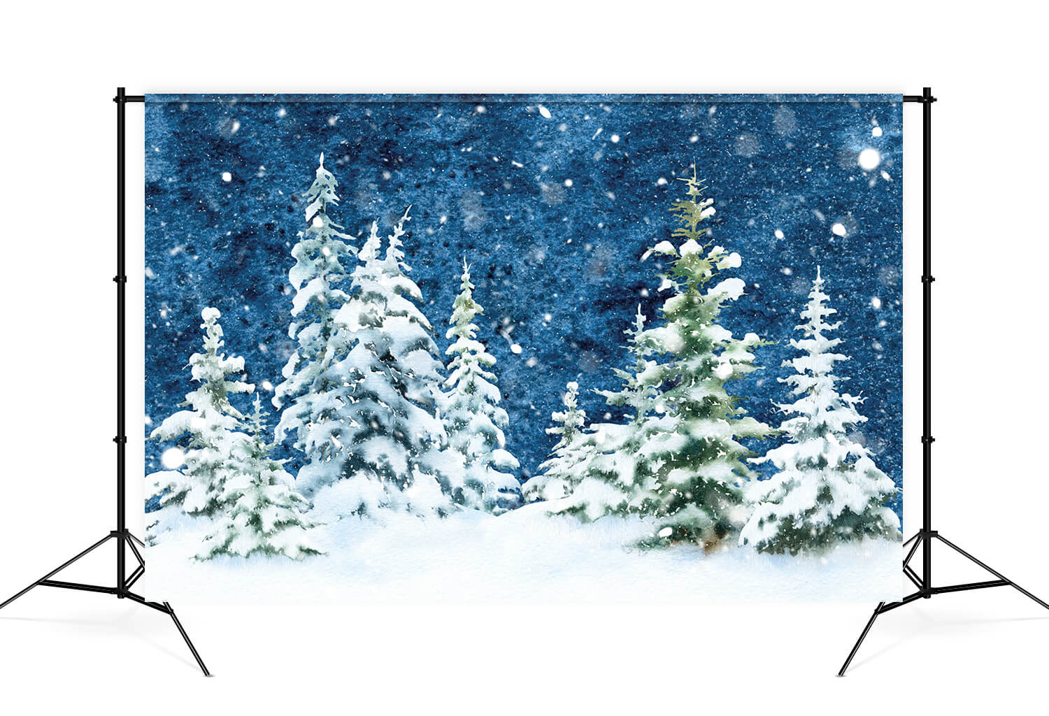Forêt d'épinettes hivernales Neige Aquarelle Toile de fond M11-46