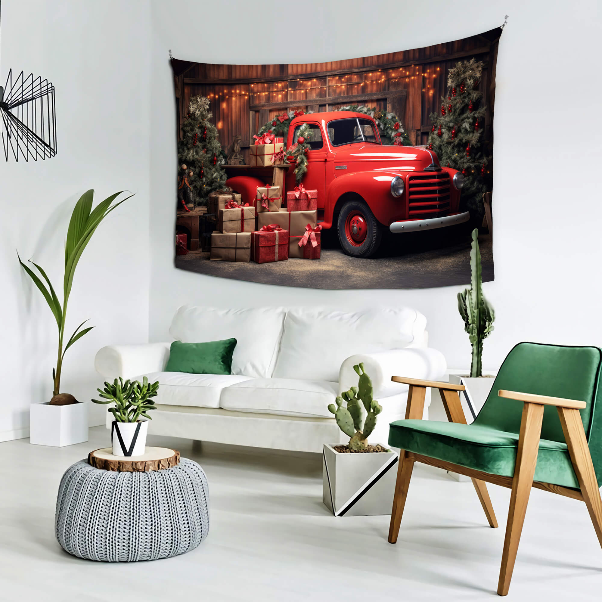 Cadeau de Noël Camion Rouge Toile de fond pour Photographie M11-56