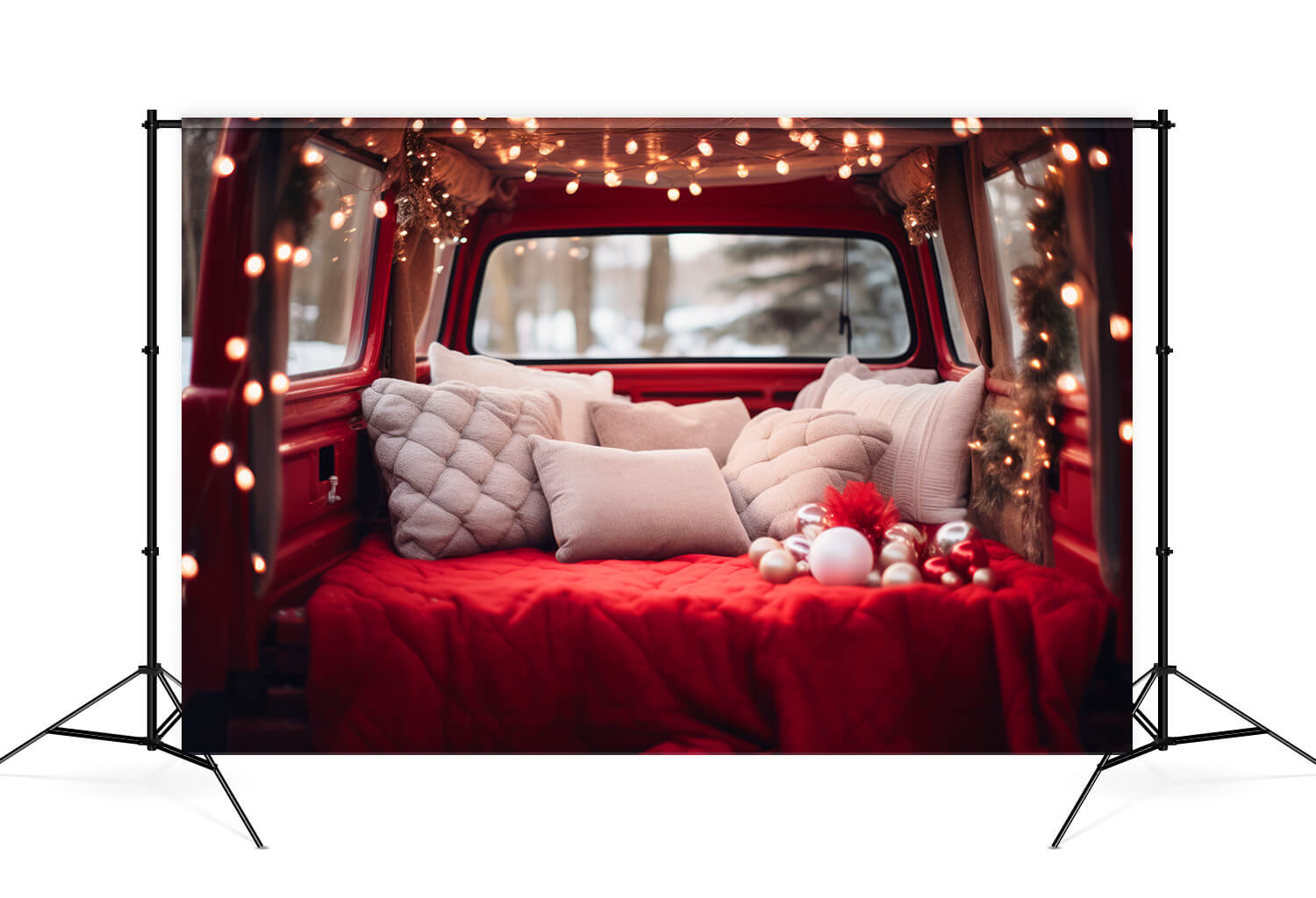 Hiver Noël Camion Rouge Toile de fond Studio M11-59
