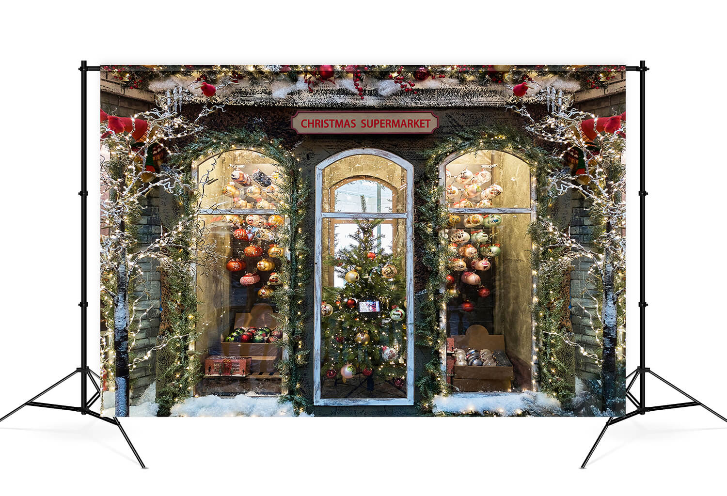 Fenêtre de supermarché de Noël Toile de fond pour photographie M11-67
