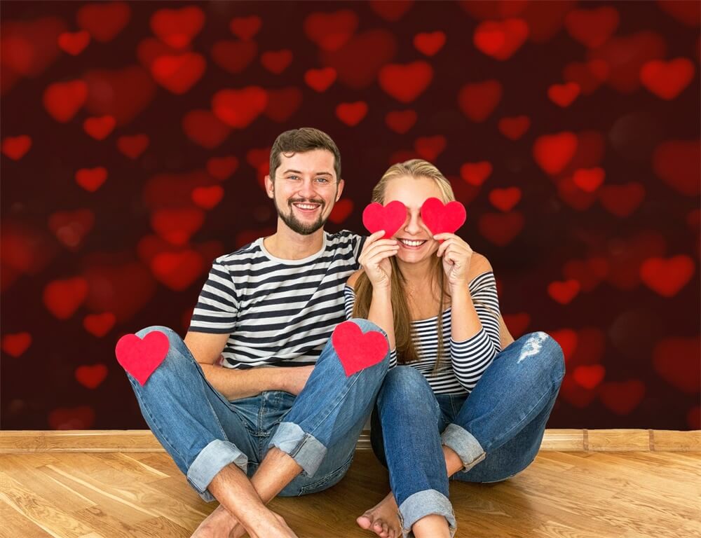 Saint Valentin Halo de Coeur Rouge Scene Romantique Toile de fond M12-06