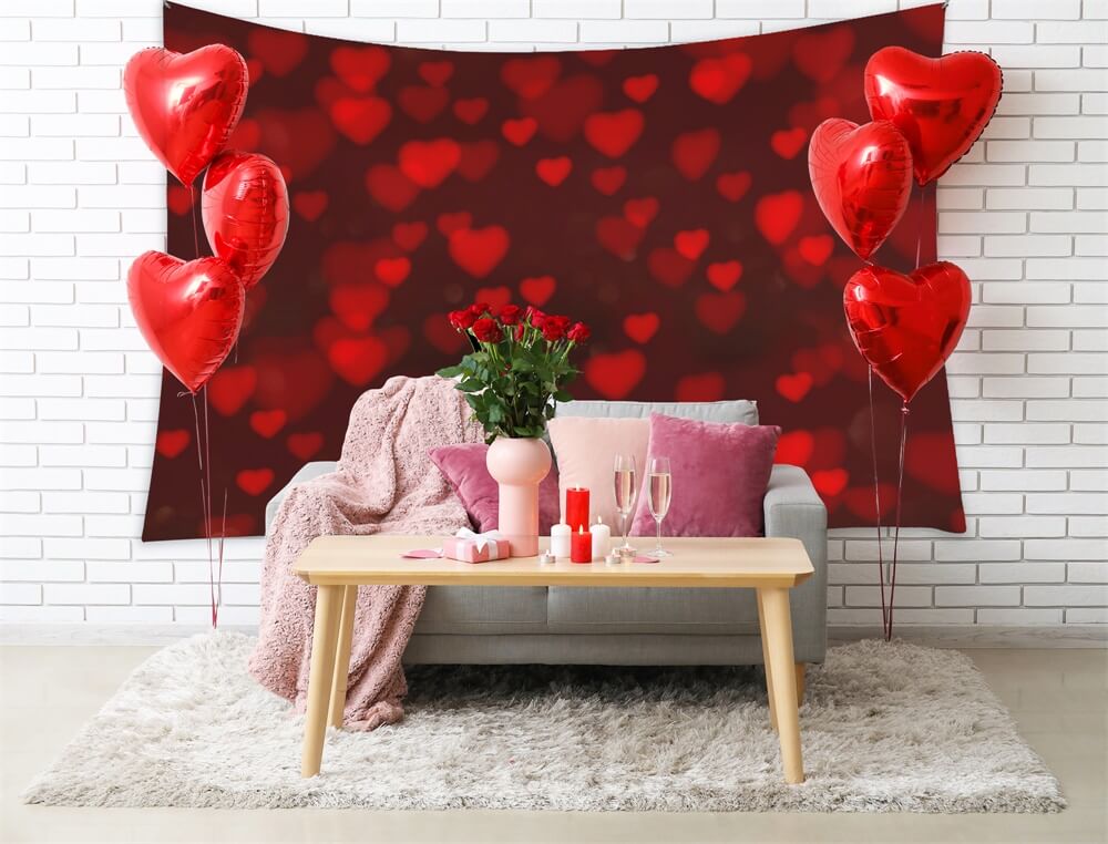 Saint Valentin Halo de Coeur Rouge Scene Romantique Toile de fond M12-06