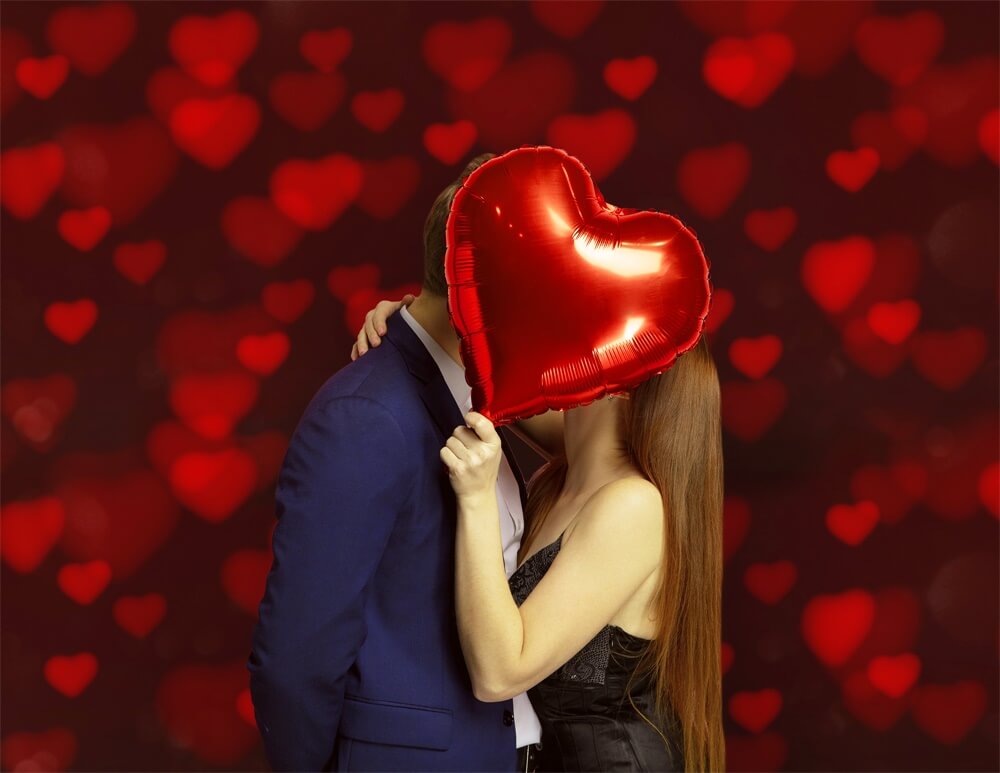 Saint Valentin Halo de Coeur Rouge Scene Romantique Toile de fond M12-06