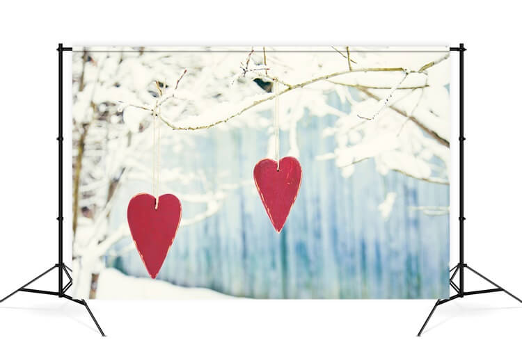 Hiver Neige Branche Arbre Suspension Amour Plaque en bois Toile de fond M12-08