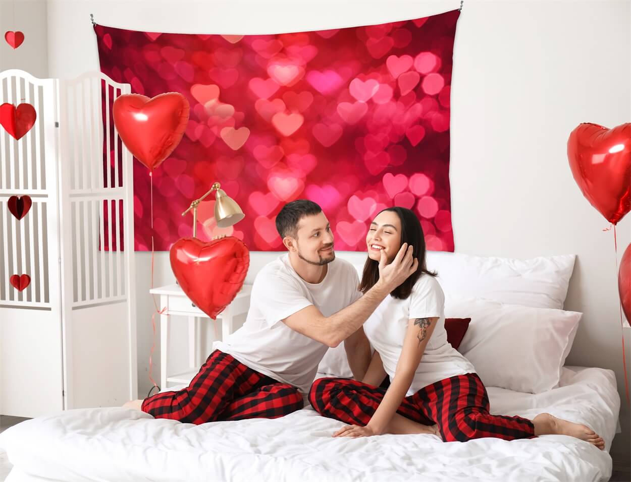 St Valentin avec Halo Rouge de Coeur Amour Romantique Toile de fond M12-09
