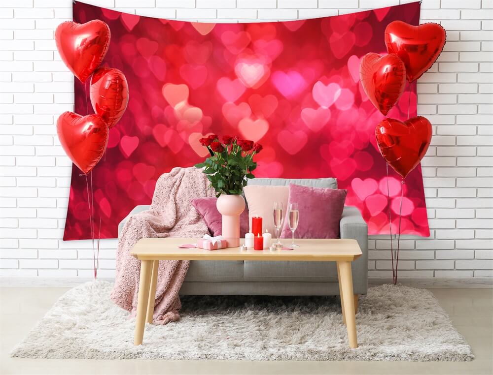 St Valentin avec Halo Rouge de Coeur Amour Romantique Toile de fond M12-09
