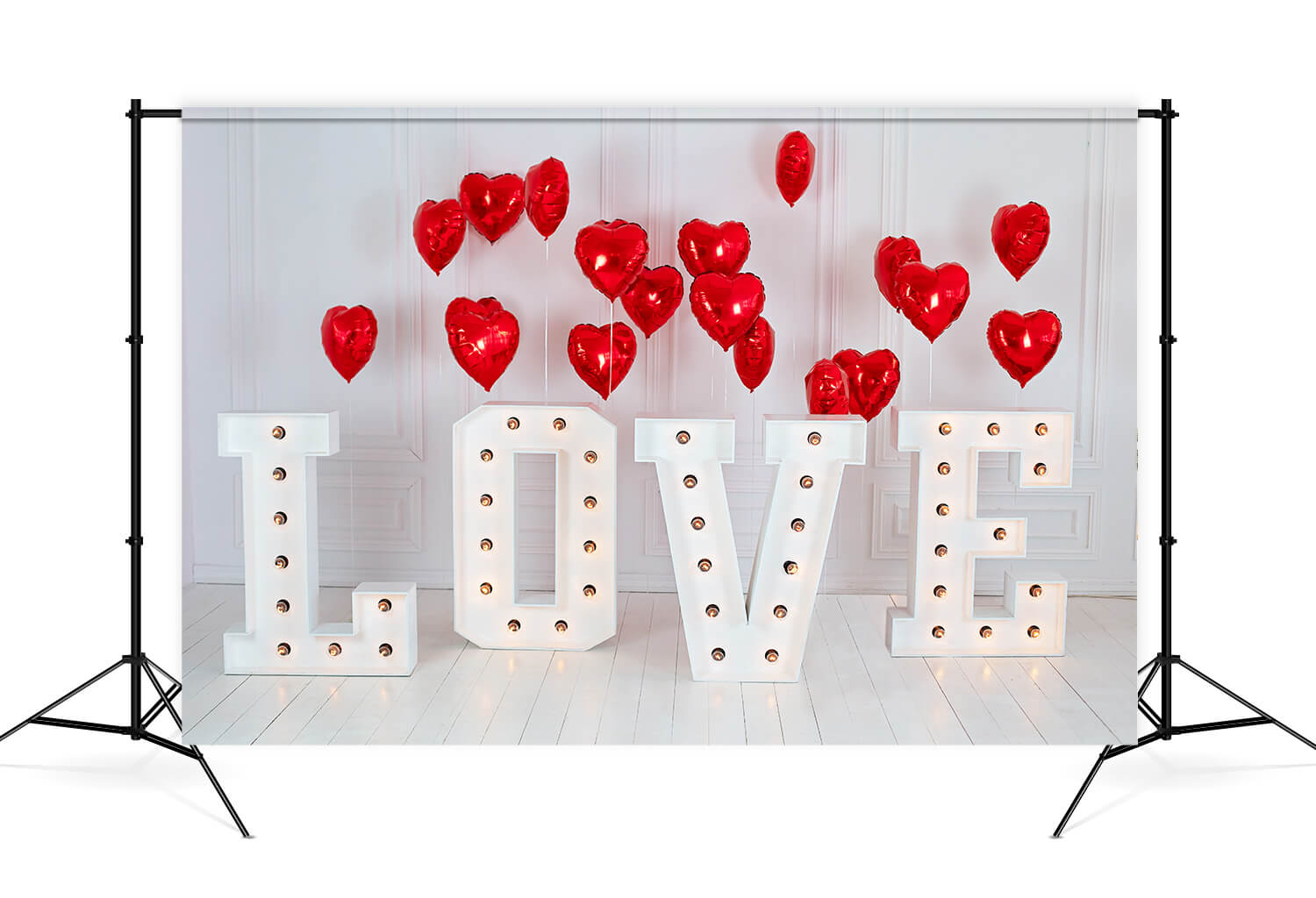 St Valentin Lettres d'Amour LED-Light Ballons Coeur Rouge Toile de fond M12-15