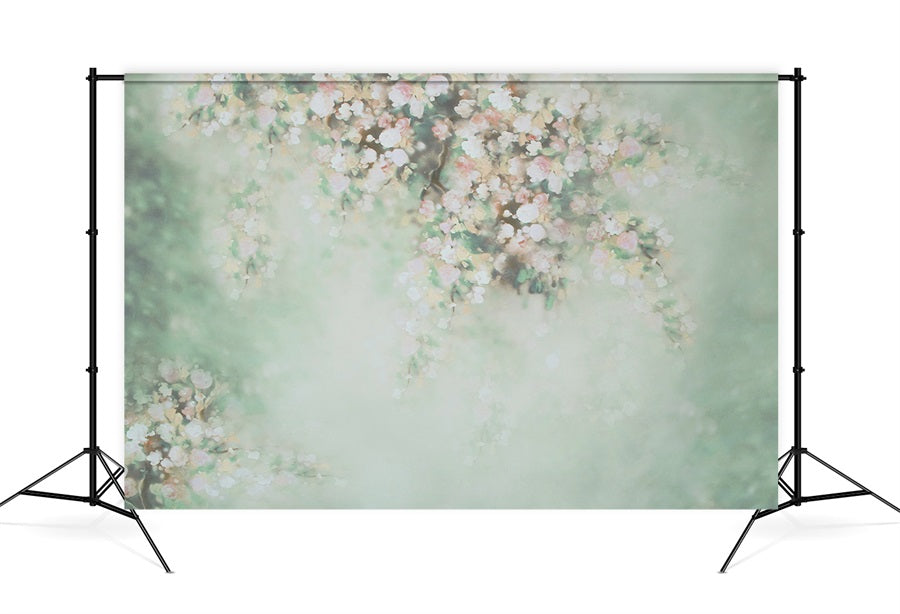 Abstrait Elégant Fleur Pâle Vert Frais Toile de fond M12-37