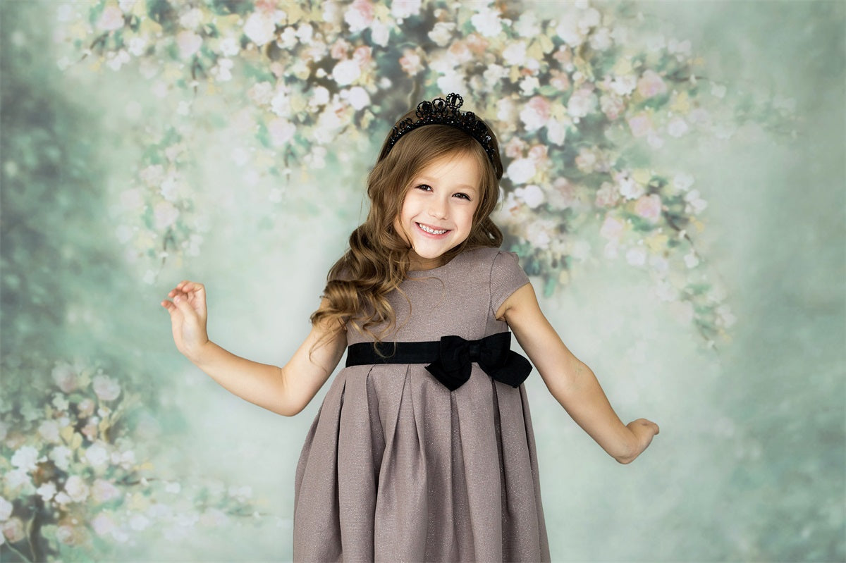 Abstrait Elégant Fleur Pâle Vert Frais Toile de fond M12-37