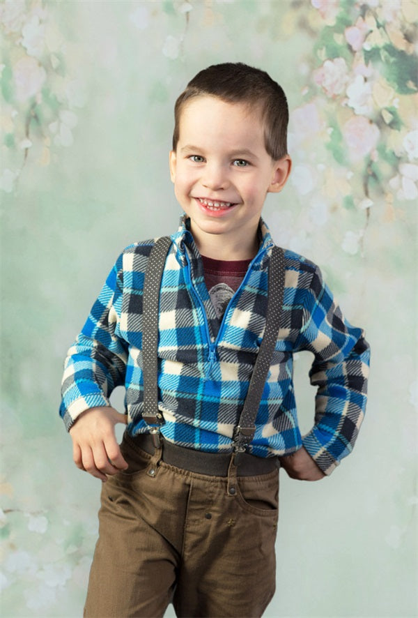 Abstrait Elégant Fleur Pâle Vert Frais Toile de fond M12-37