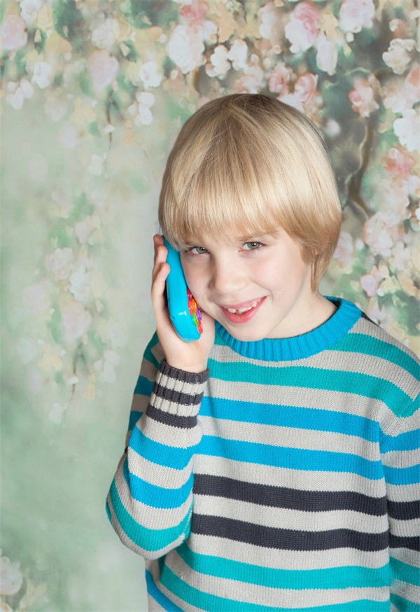 Abstrait Elégant Fleur Pâle Vert Frais Toile de fond M12-37