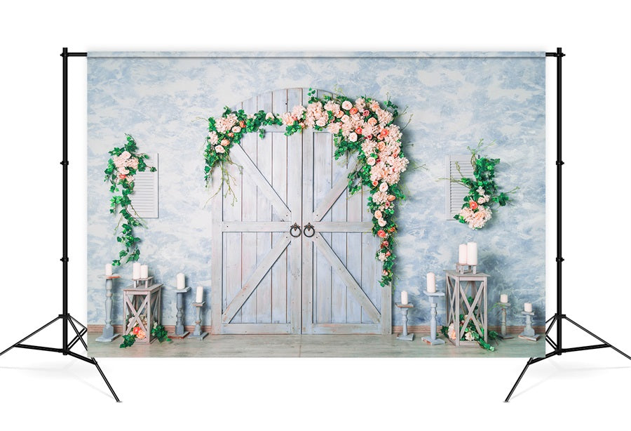 St Valentin Romantique Porte Bougie en Bois Bleu Rose Vine Backdrop M12-39