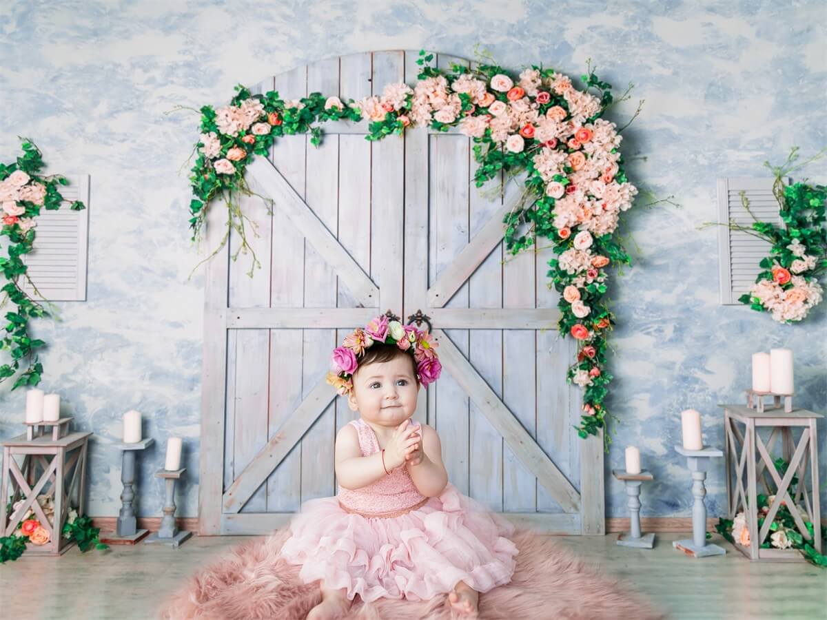 St Valentin Romantique Porte Bougie en Bois Bleu Rose Vine Backdrop M12-39