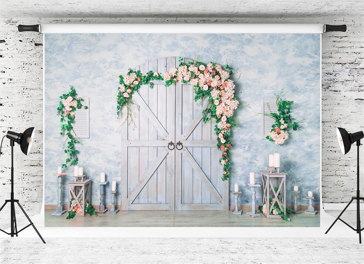 St Valentin Romantique Porte Bougie en Bois Bleu Rose Vine Backdrop M12-39