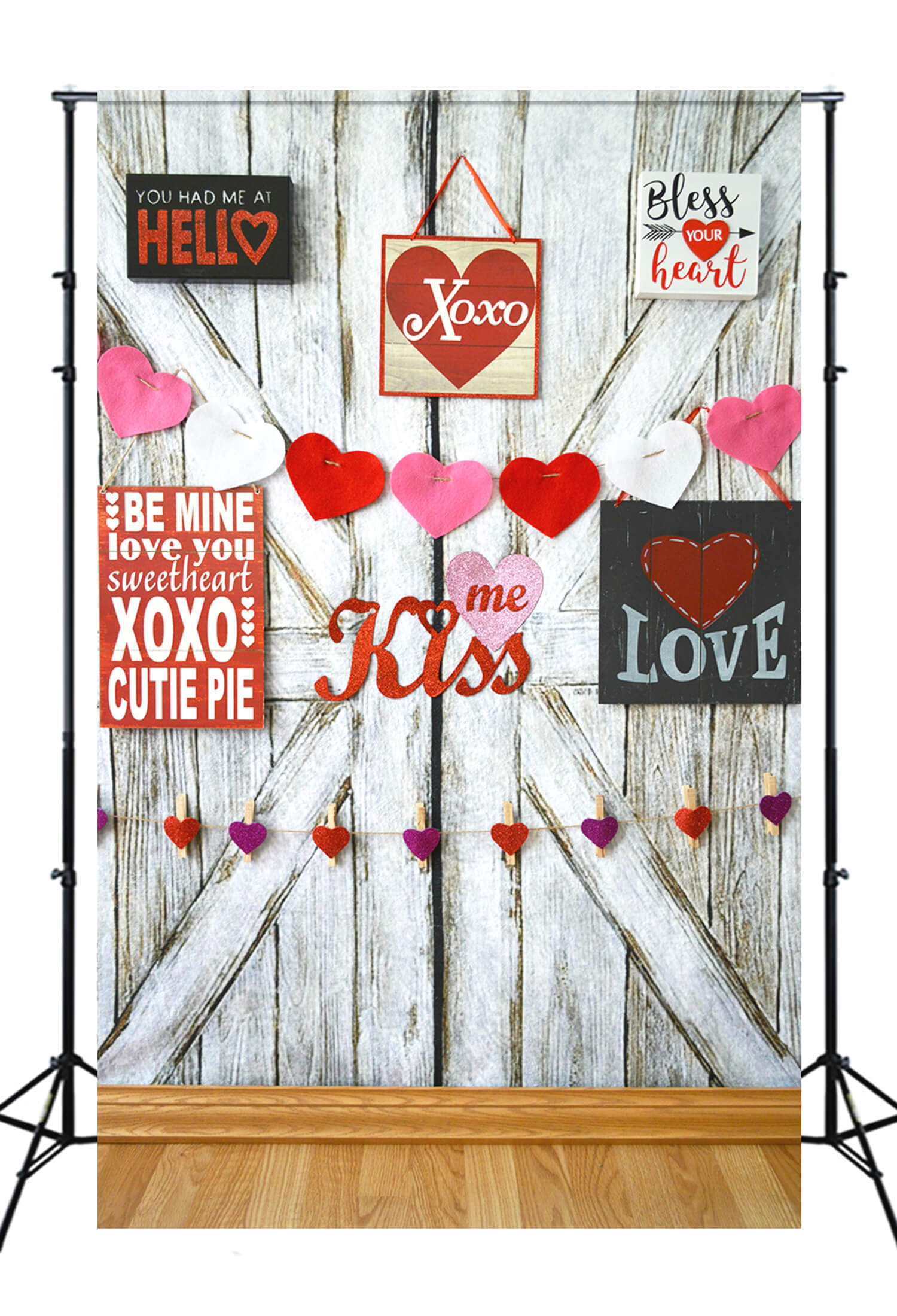 St Valentin Coeur Décoratif Mur Texte Romantique Porte de Grange Toile de fond M12-51