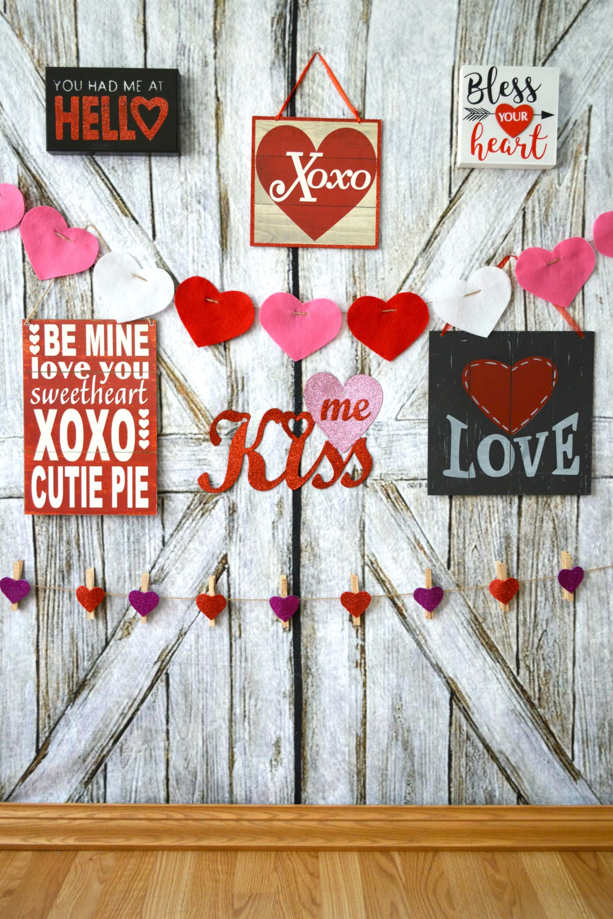 St Valentin Coeur Décoratif Mur Texte Romantique Porte de Grange Toile de fond M12-51