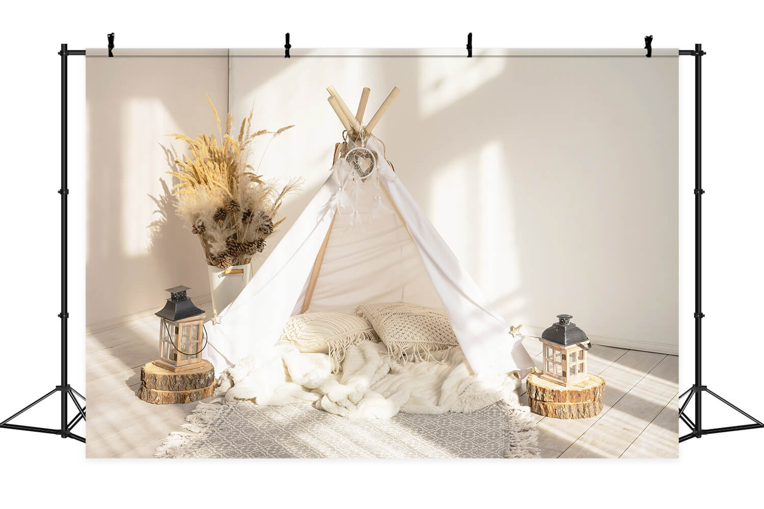 Couverture tricotée Boho Cosy Petite Tente Intérieur Attrape-Rêves Toile de fond M2-21