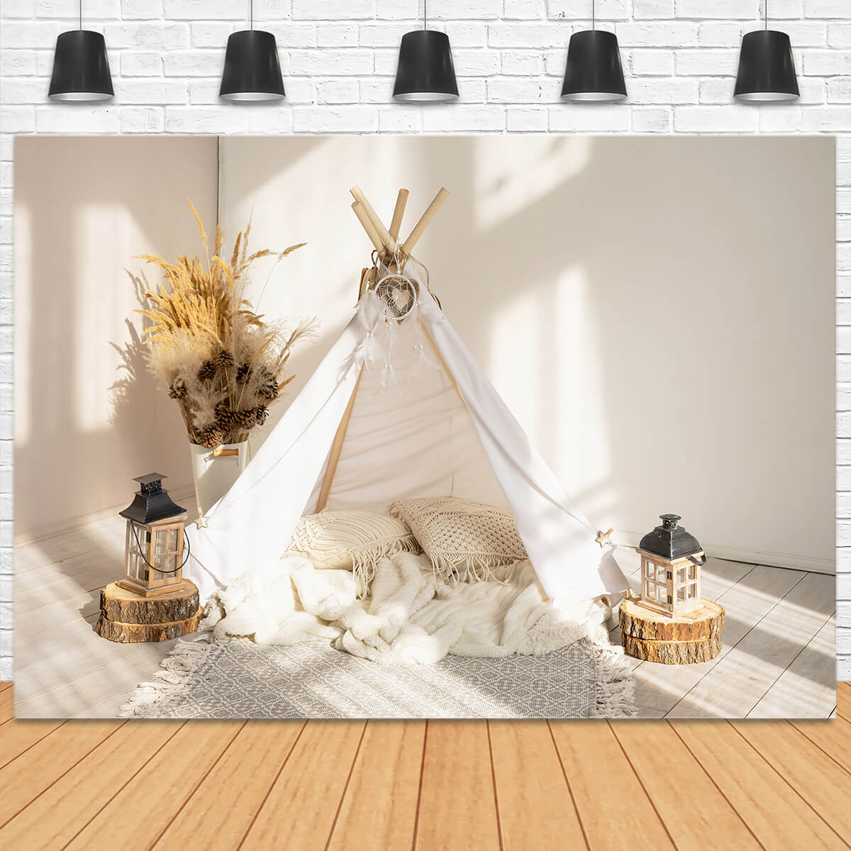 Couverture tricotée Boho Cosy Petite Tente Intérieur Attrape-Rêves Toile de fond M2-21