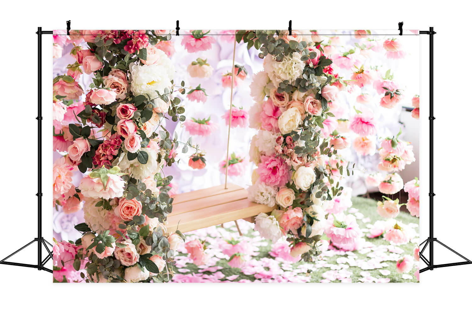 Printemps Romantique Rose Rosacée Fleur Vigne enchevêtrée Balançoire Toile de fond M2-24