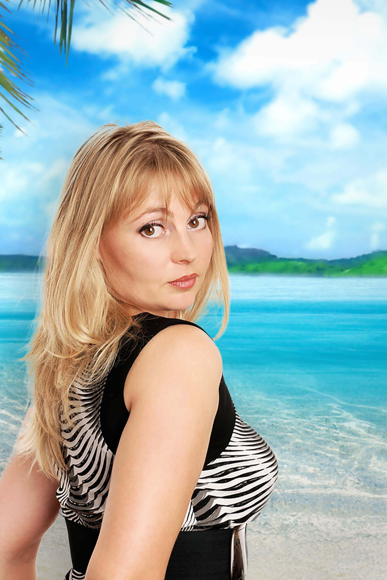 Toile de Fond D'été de Plage de Sable de Bord de Mer Tropical M5-101