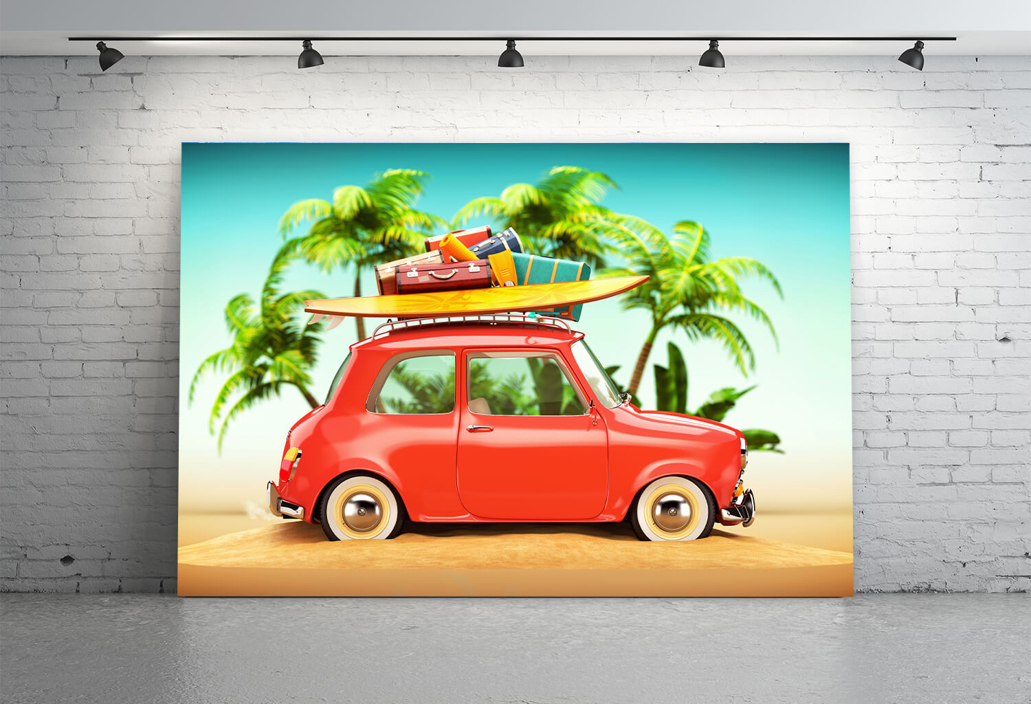 Voiture Drôle de Plage Avec Toile de Fond de Valises de Planche de Surf M5-119