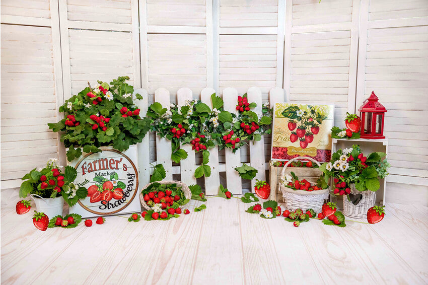 Gâteau d'été Aux Fraises Smash Toile de Fond en Bois M5-139