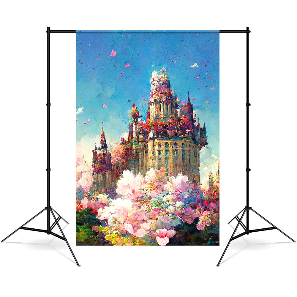 Peinture à L'huile Fleur Jardin Château Toile de Fond M5-152